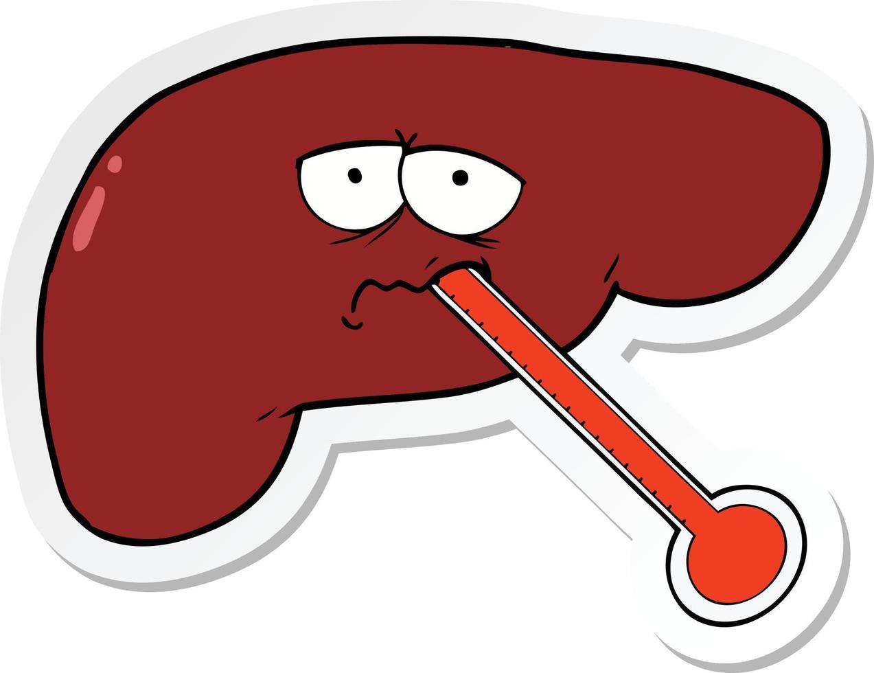 klistermärke av en tecknad serie ohälsosam lever vektor