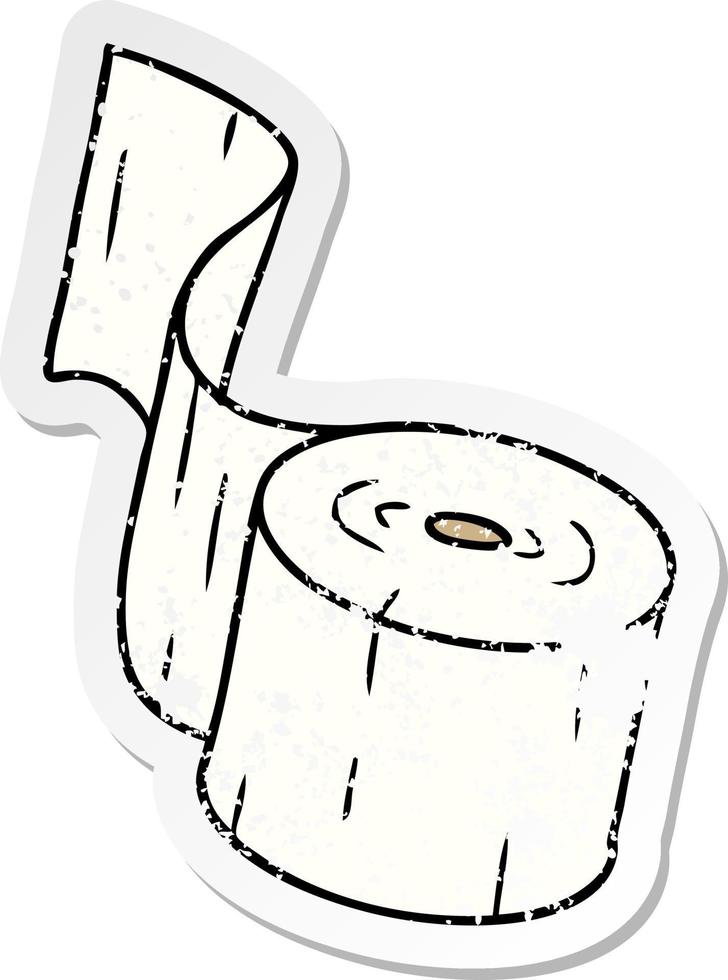 Distressed Sticker Cartoon Doodle einer Toilettenpapierrolle vektor