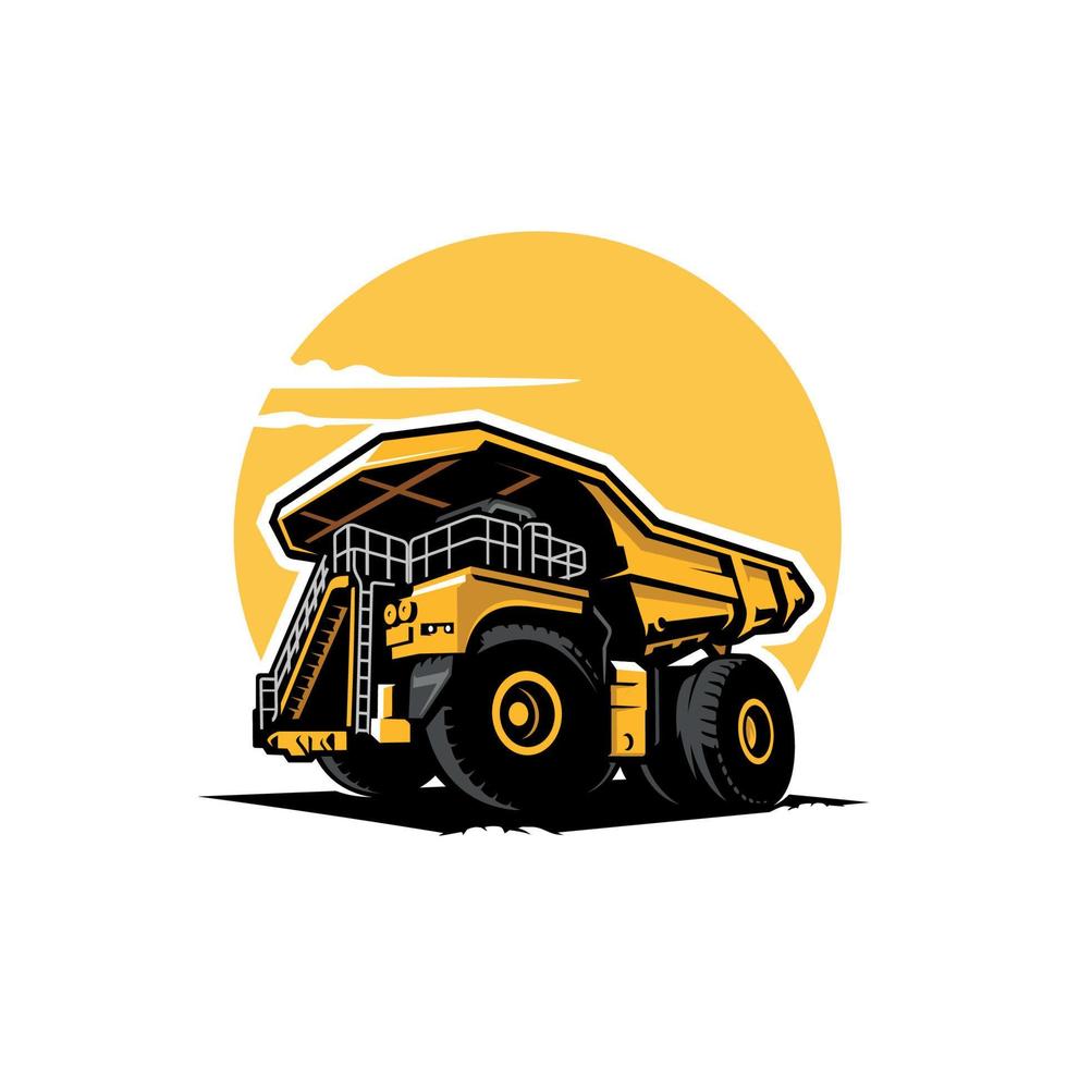 dumpa lastbil, brytning lastbil illustration logotyp vektor