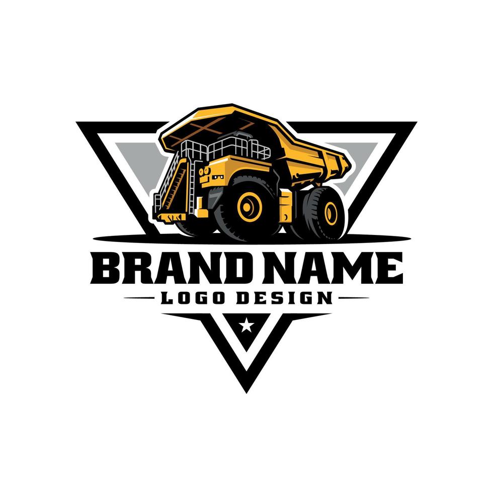 dumpa lastbil, brytning lastbil illustration logotyp vektor