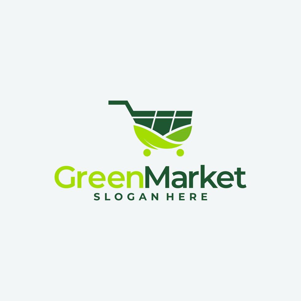 umweltfreundliches Shop-Logo, veganer Lebensmittelladen, Naturproduktmarkt, Bio-Produkte. vektor