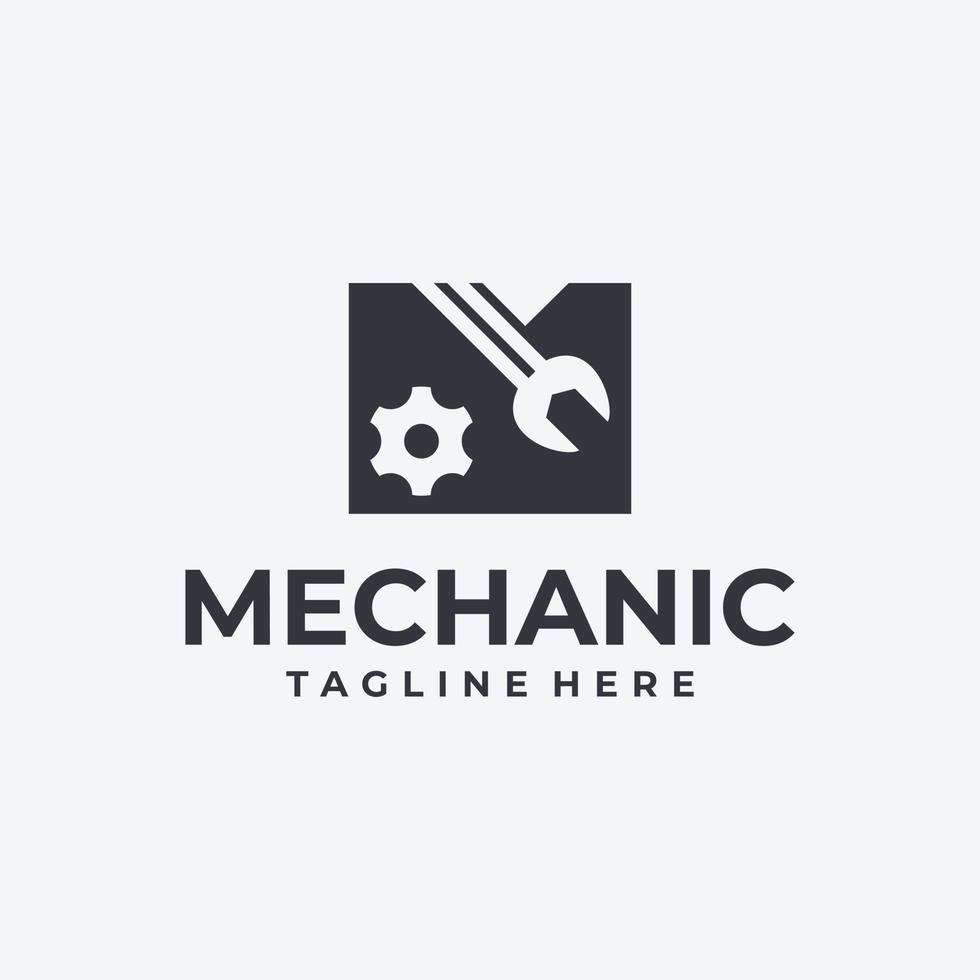 kreativ logotyp brev m, för mekanisk vektor