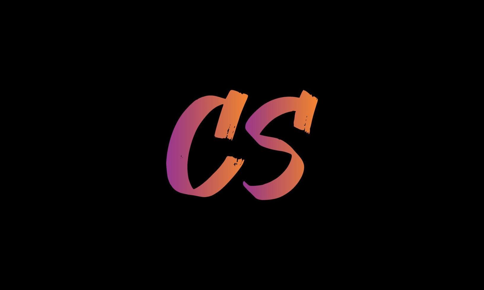 första brev cs logotyp. cs borsta stock brev logotyp design fri vektor mall.