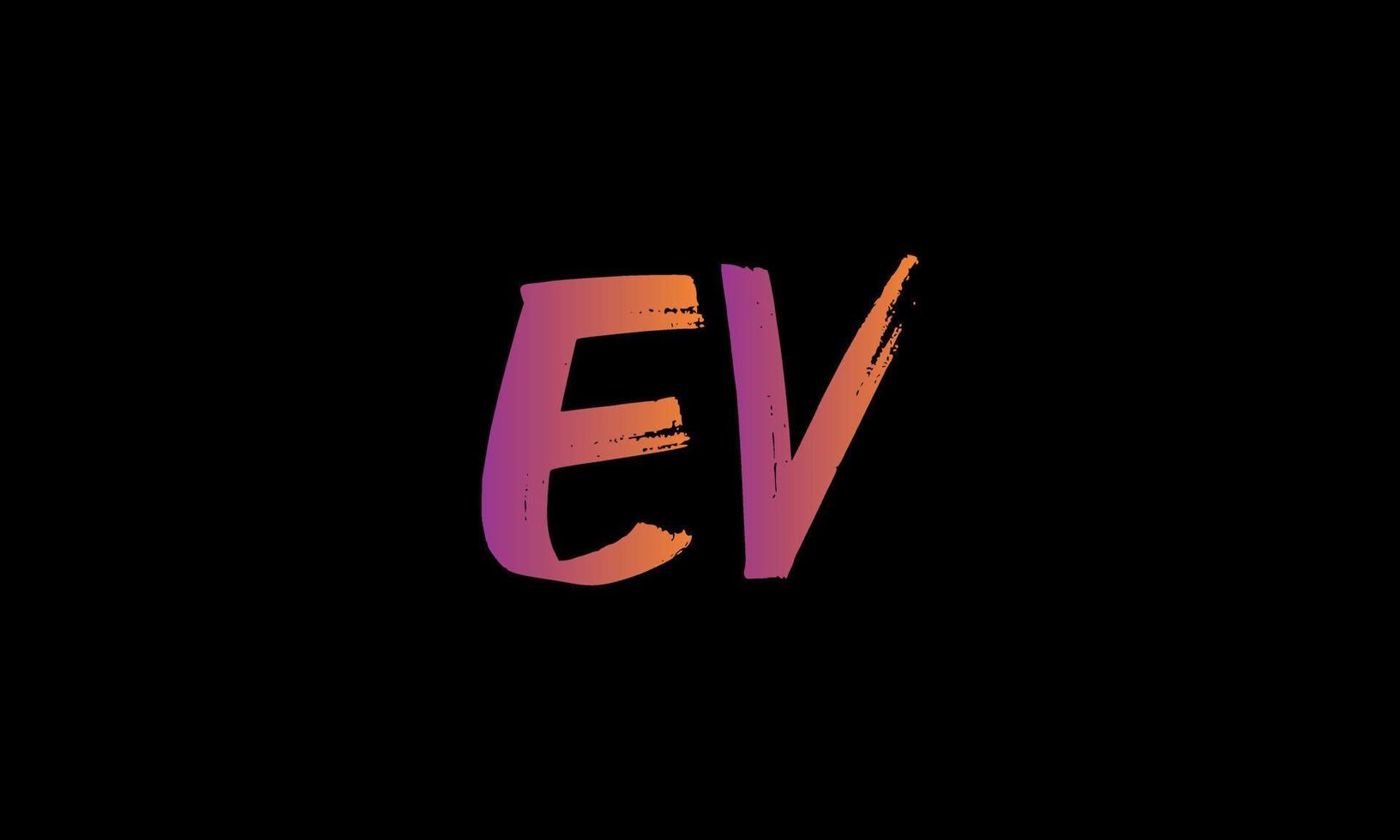 första brev ev logotyp. ev borsta stock brev logotyp design vektor