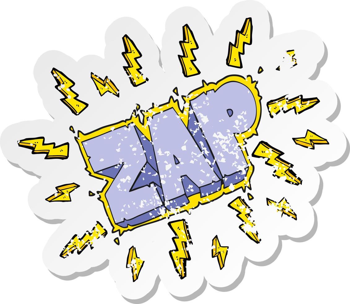 Retro-Distressed-Aufkleber eines Cartoon-Zap-Symbols vektor