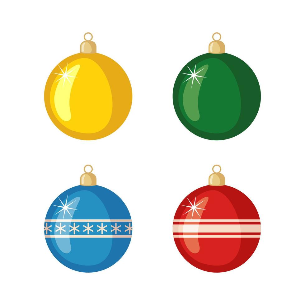 uppsättning av jul bollar ikoner i platt stil isolerat på vit bakgrund. vektor illustration.