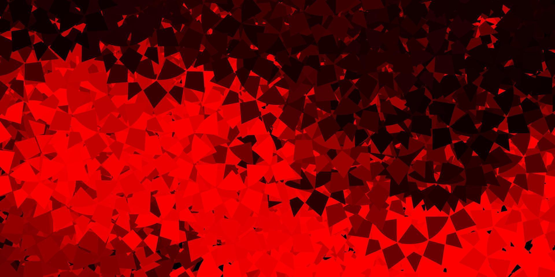 mörk röd vektor bakgrund med trianglar, linjer.