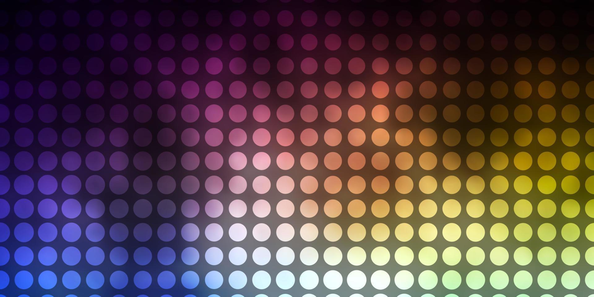 mörkblå, gul vektorbakgrund med cirklar. vektor