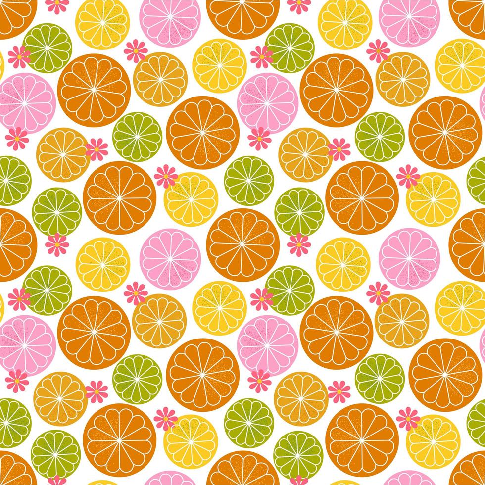 retro citrus sömlös blommönster vektor