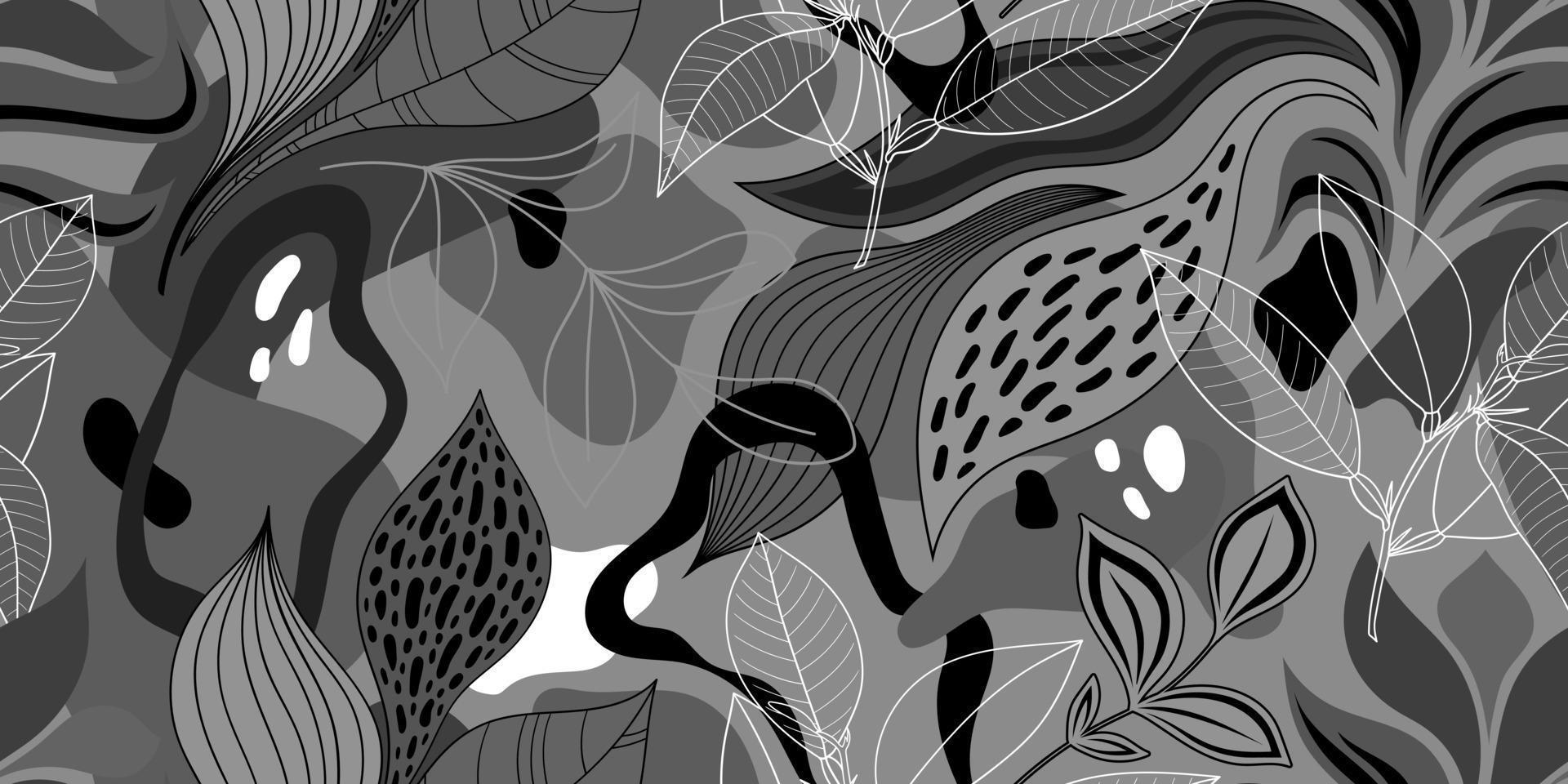 vektor sömlös grå bakgrund med abstrakt fläckar och kvistar