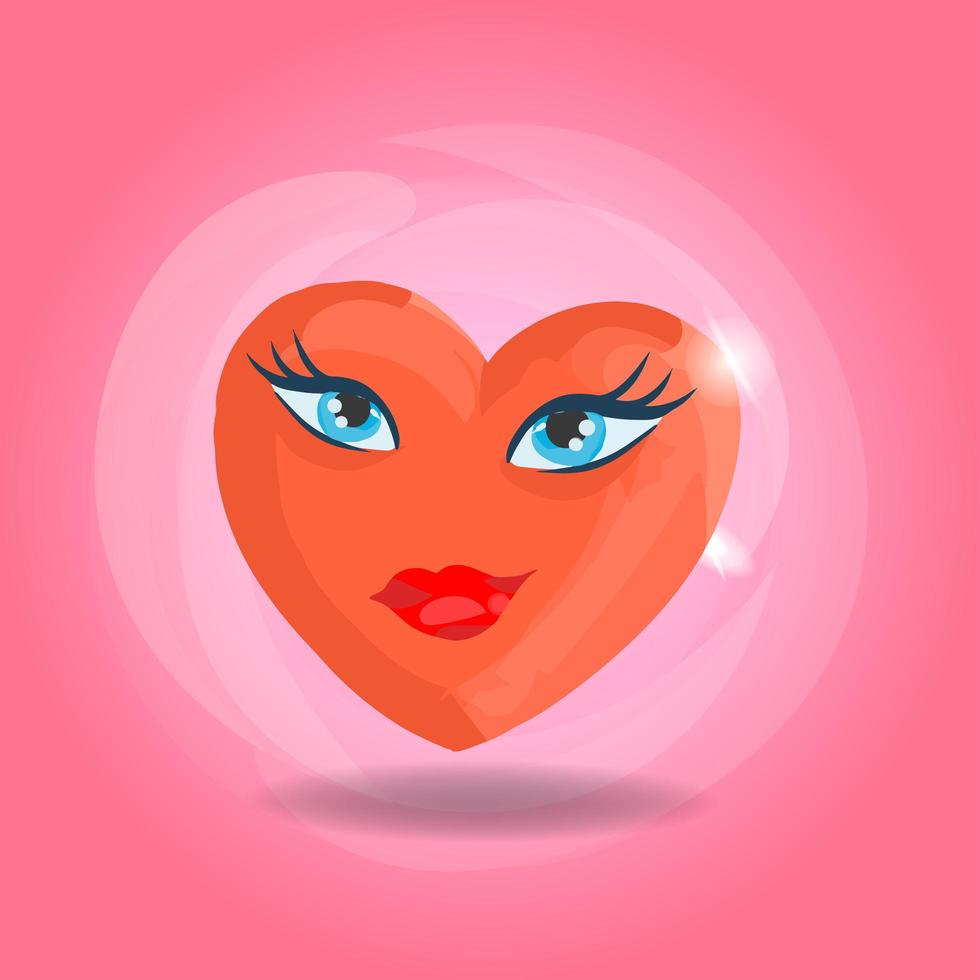 süßes weibliches Herz auf rosa Hintergrund vektor