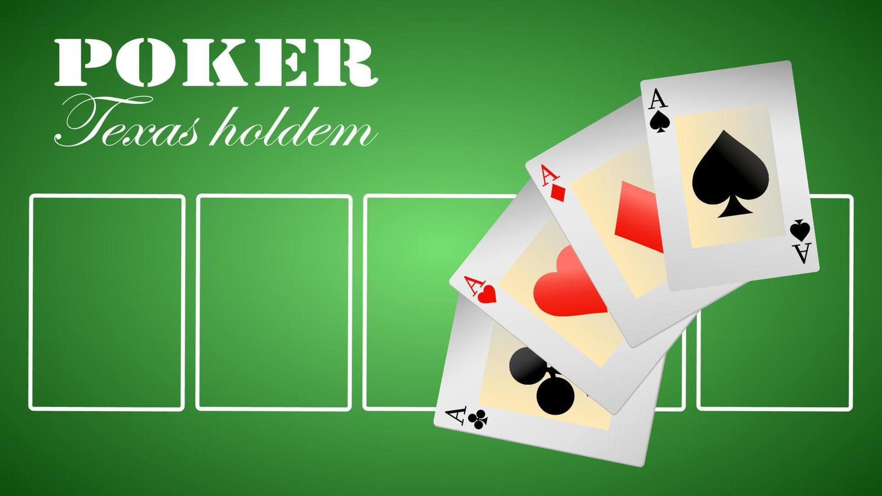 Texas Holdem Pokerkarten am grünen Tisch vektor
