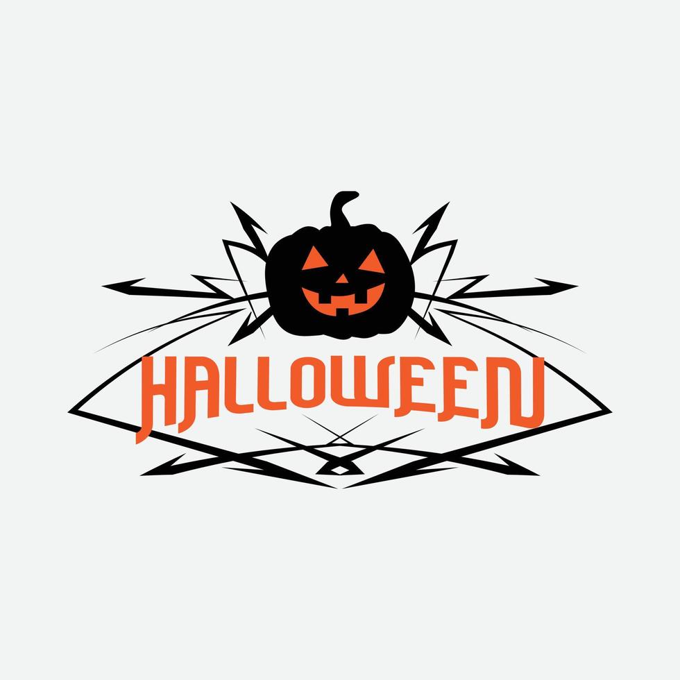 Happy Halloween Party Titel Logo Vorlage mit böser Kürbisform vektor