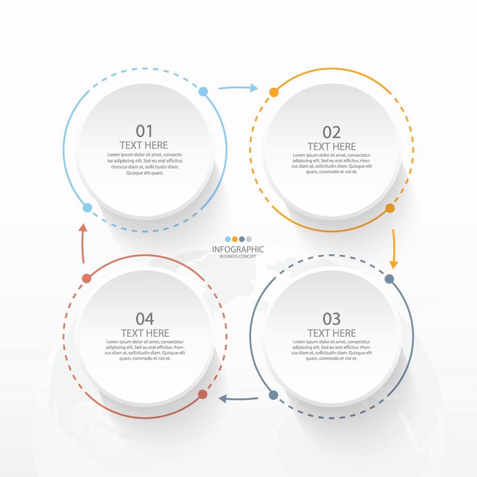 grundläggande cirkel infographic mall med 4 steg. vektor