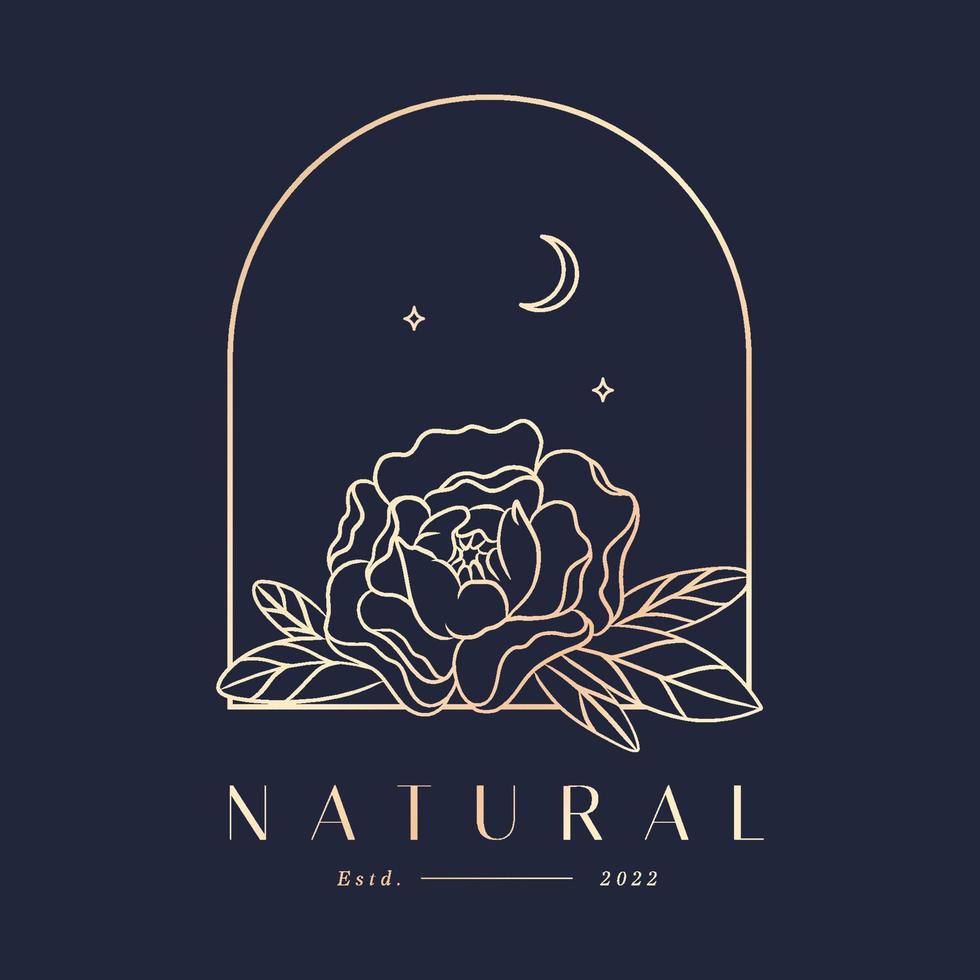 elegante Vektor-Logo-Vorlage einer Rosenblume in einer Vase in zwei Farbvarianten. abstraktes symbol in einem linearen stil für kosmetik und verpackung, schmuck, kunsthandwerk oder schönheitsprodukte. vektor