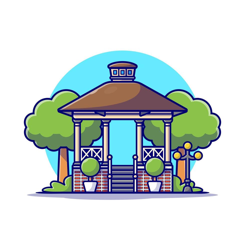 stadtpark pavillon cartoon vektor symbol illustration. Gebäude-Icon-Konzept im Freien isolierter Premium-Vektor. flacher Cartoon-Stil