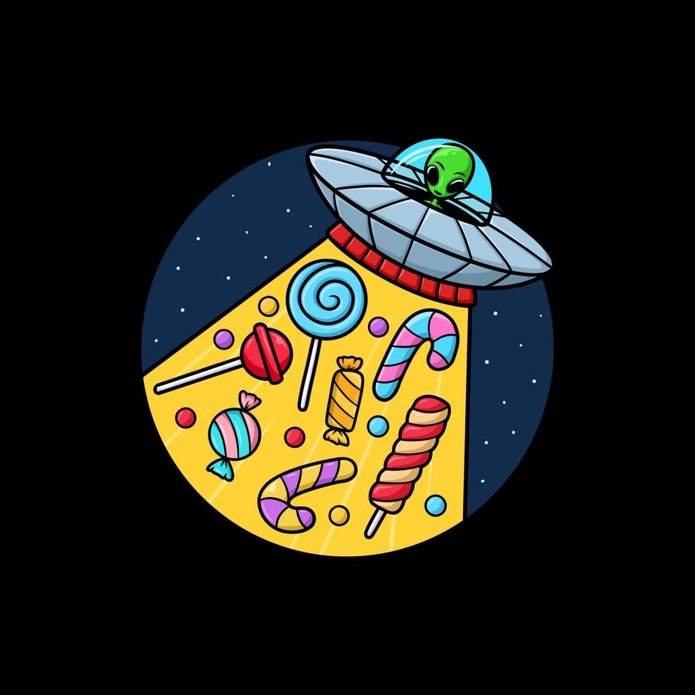 utomjording UFO godis vektor tecknad serie