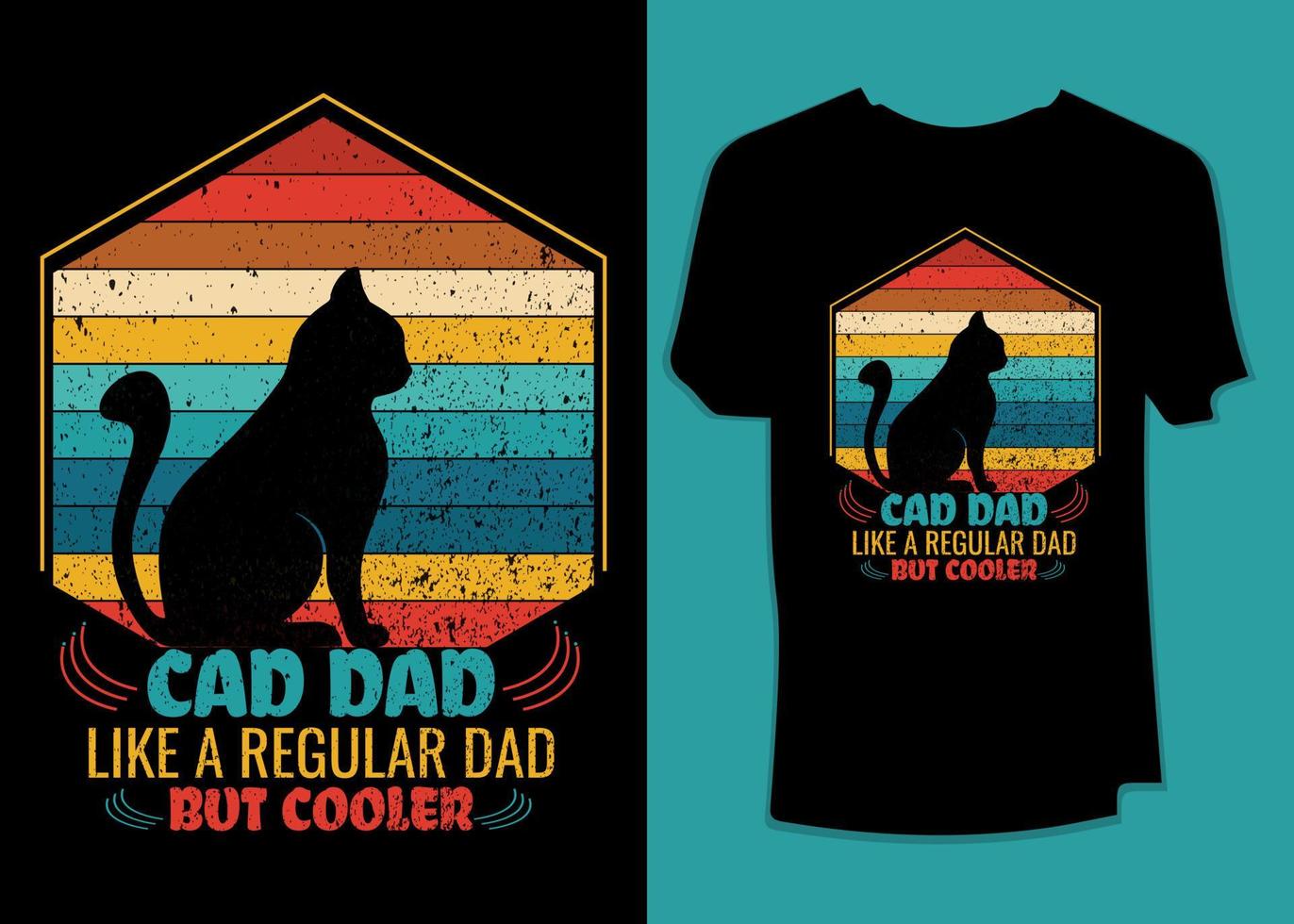 Katzenvater wie ein normaler Vater, aber cooleres Retro-Aussichts-T-Shirt-Design vektor