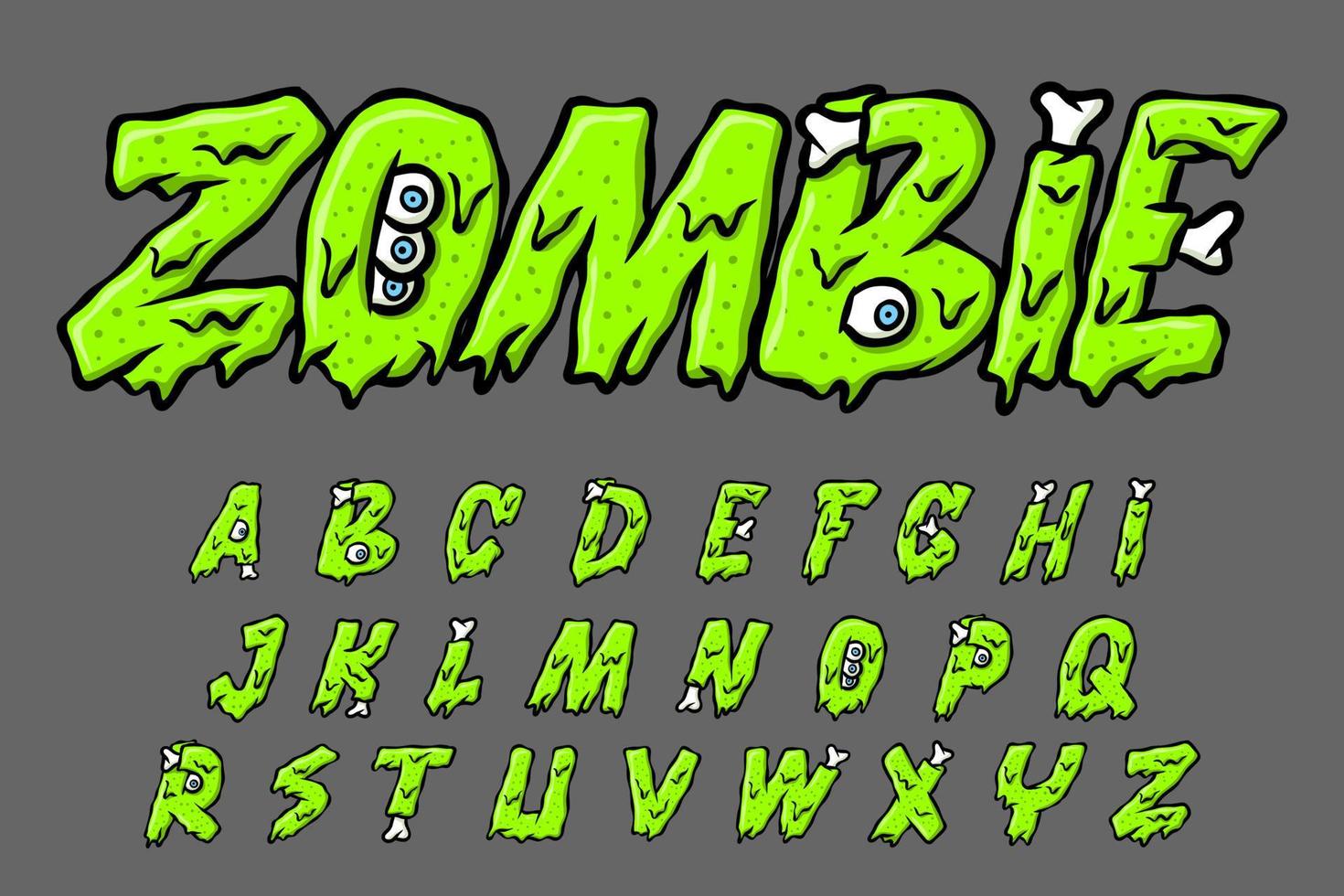 Alphabet Xombie Monster Schmelztext Vektorbuchstaben vektor