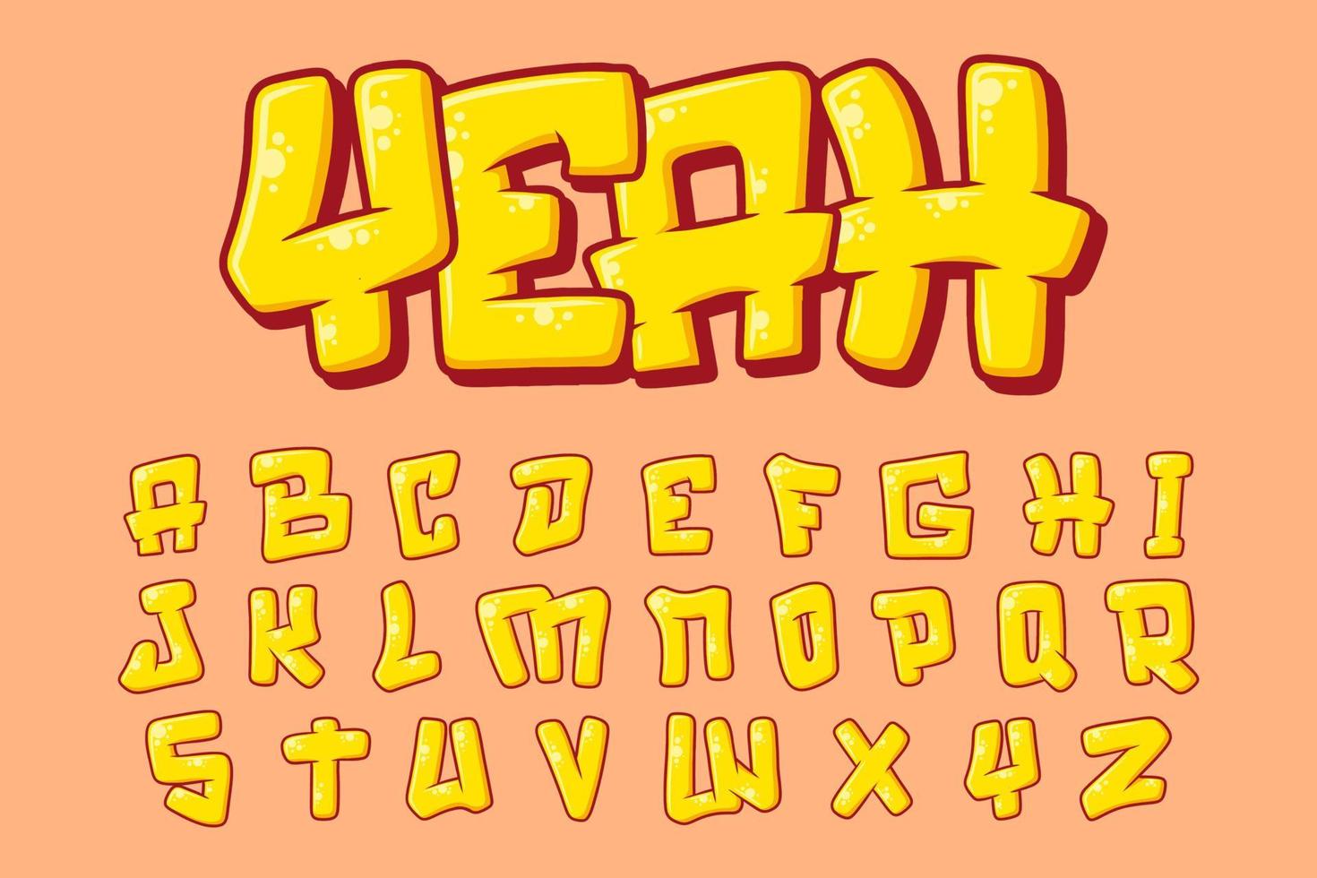 alphabet gelb niedlich einfach graffity text vektorbuchstaben vektor