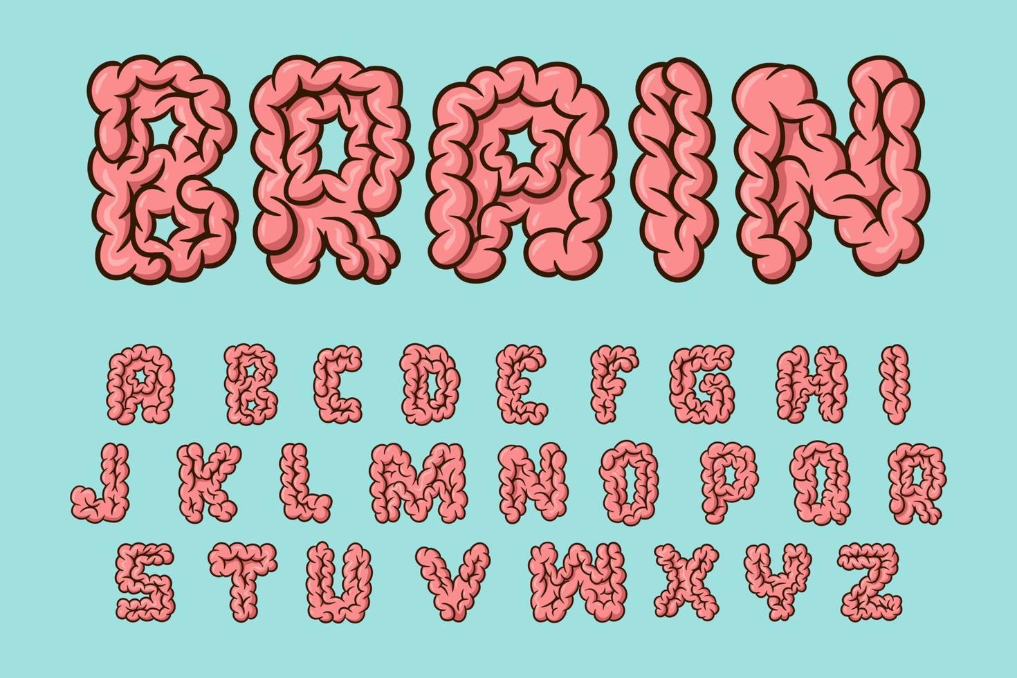 alfabet hjärna tecknad serie vektor illustration
