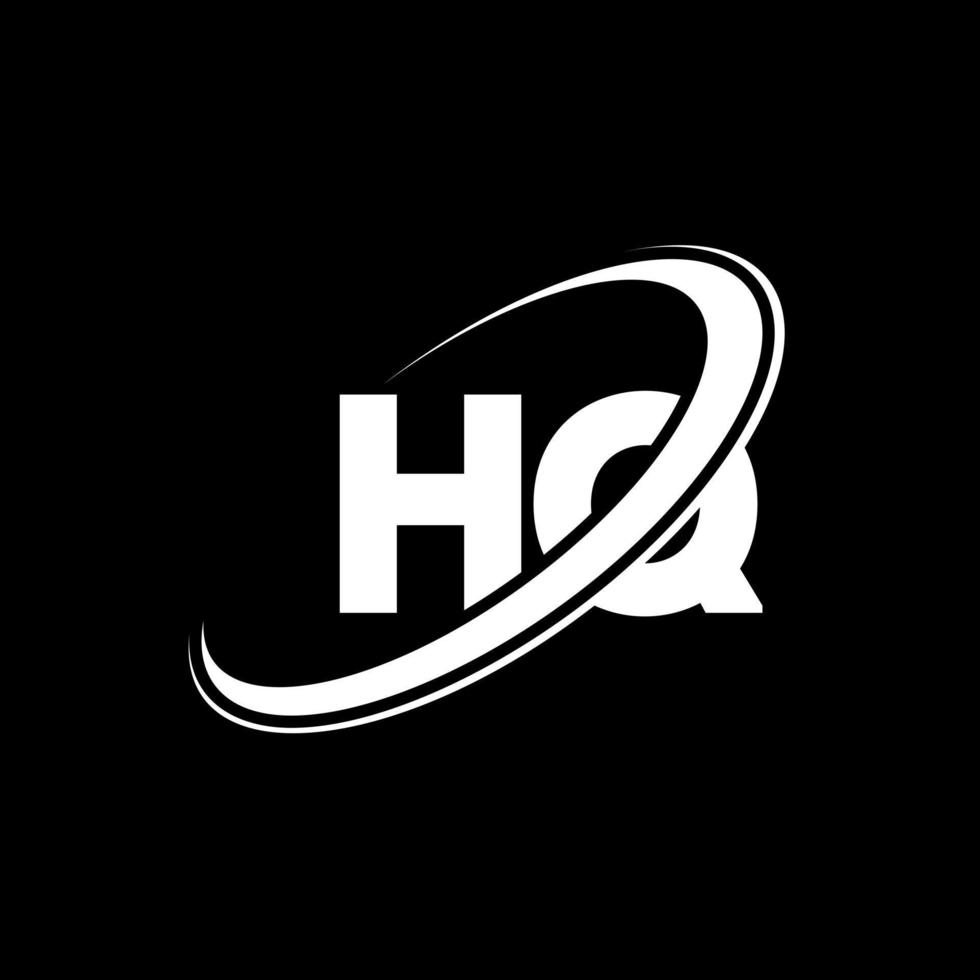 hq h q brev logotyp design. första brev hq länkad cirkel versal monogram logotyp röd och blå. hq logotyp, h q design. hq, h q vektor