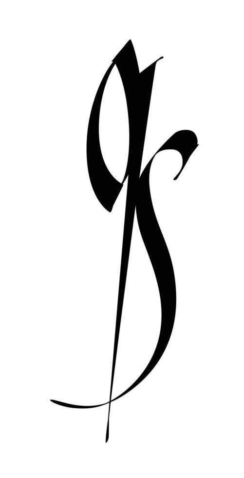 font sammansättning av brev q och s. vektor. skön svart brev på en vit bakgrund. modern och eleganta kalligrafi. elegant monogram. medeltida modern stil. logotyp för de Lagra. initialer. vektor