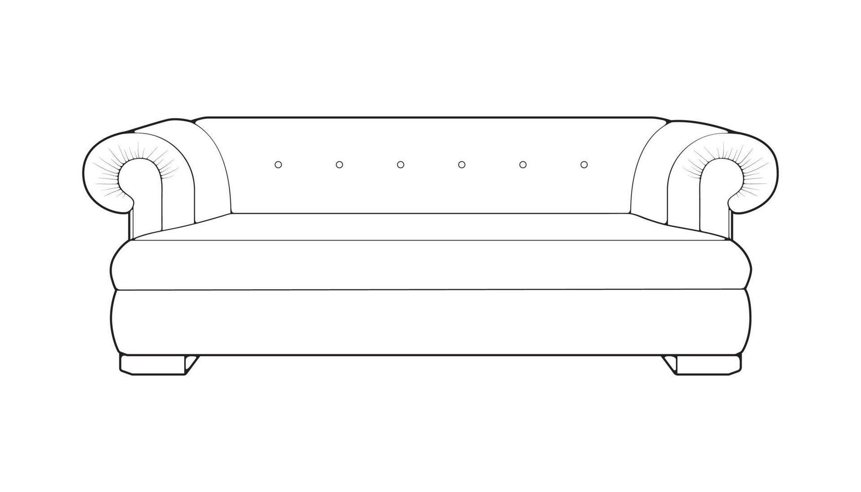 soffa eller soffa linje konst illustratör. översikt möbel för levande rum. vektor illustration.