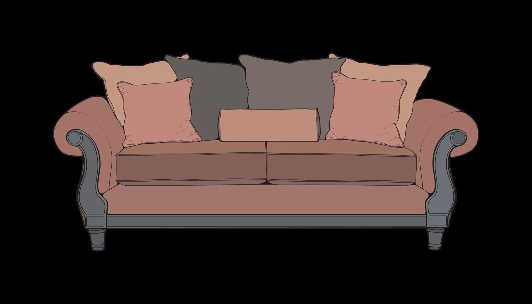 Sofa- oder Couchfarbblockillustrator. Farbblockmöbel für das Wohnzimmer. Vektor-Illustration. vektor