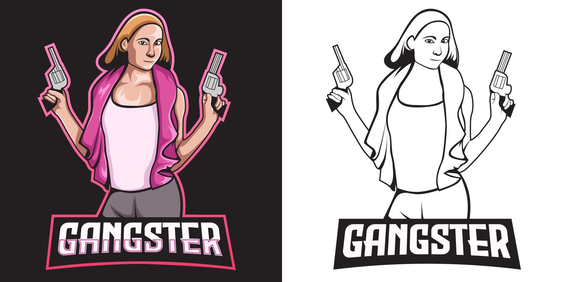 gangster mädchen esport logo maskottchen design vektor