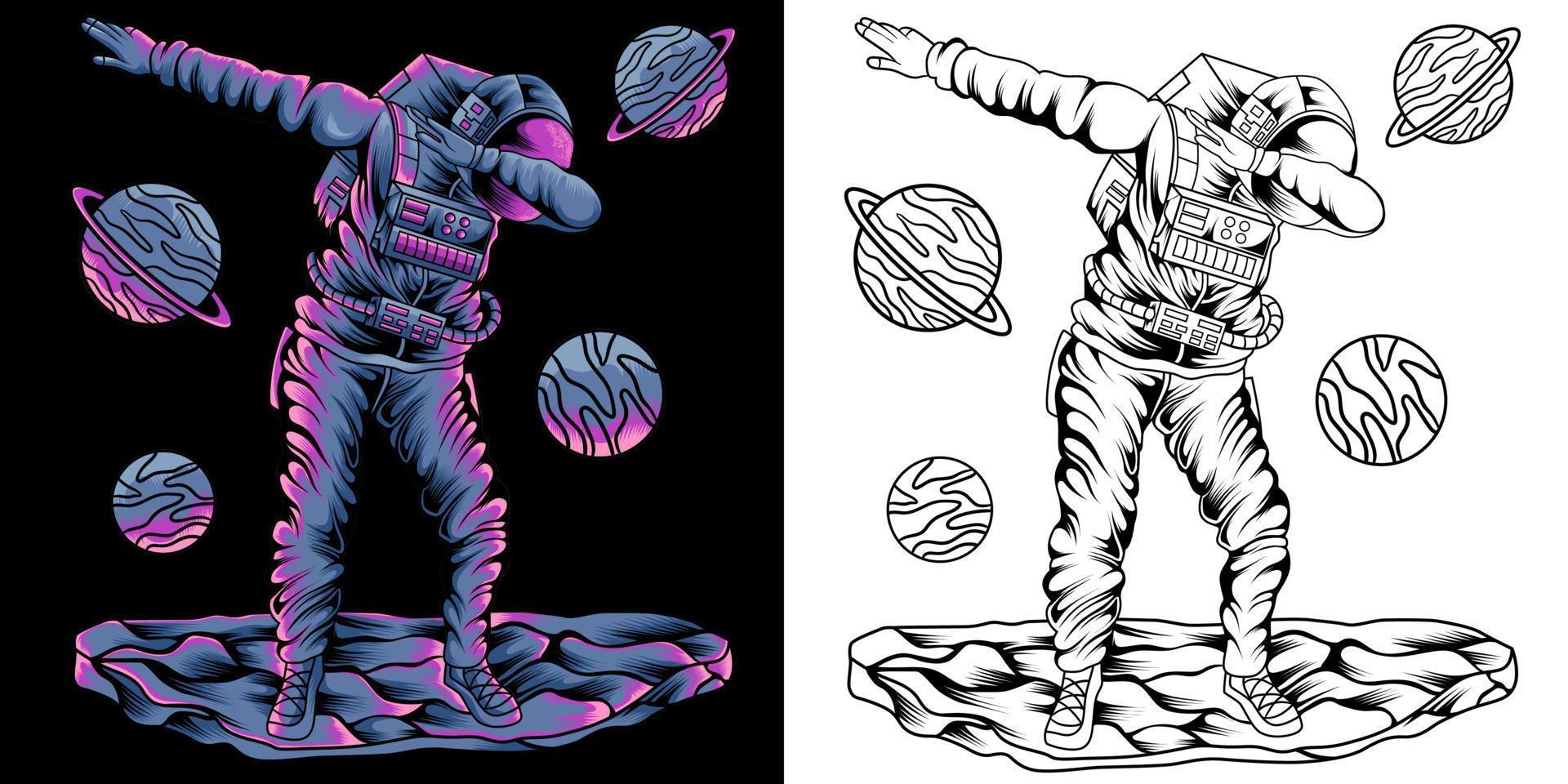 dabbing astronaut i Plats vektor illustration