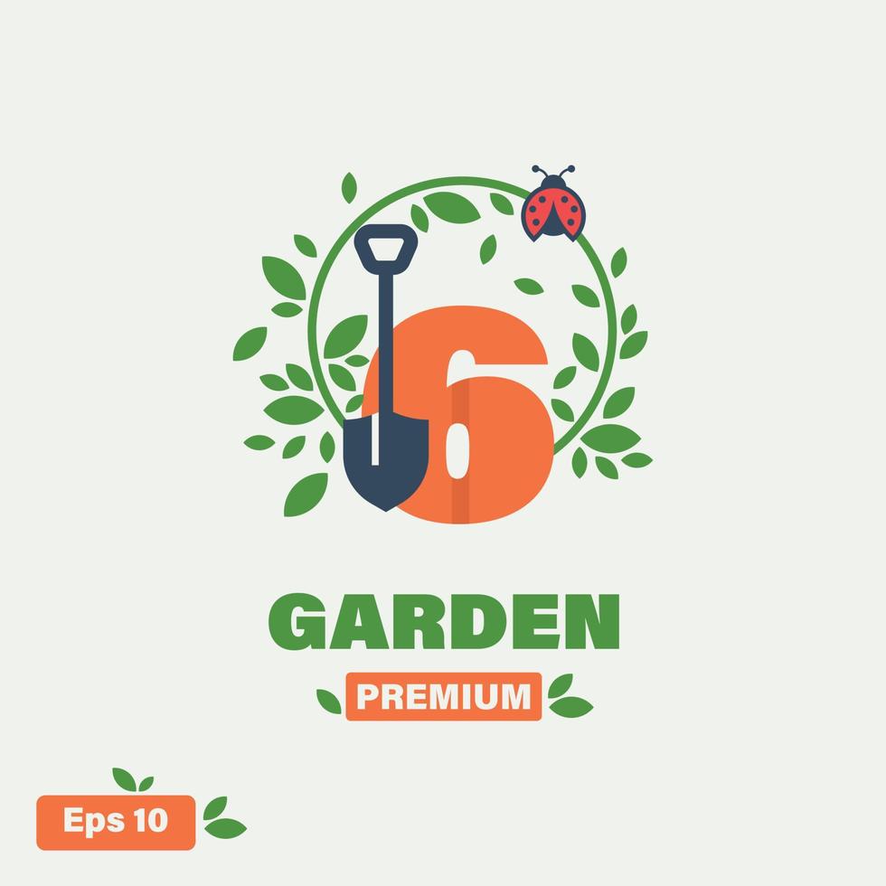 trädgård numerisk 6 logotyp vektor