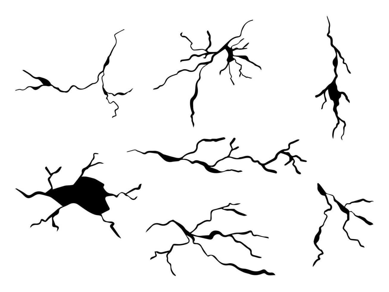 hand dragen knäckt vägg, jord, glas, ägg. klotter ha sönder uppsättning. vektor illustration