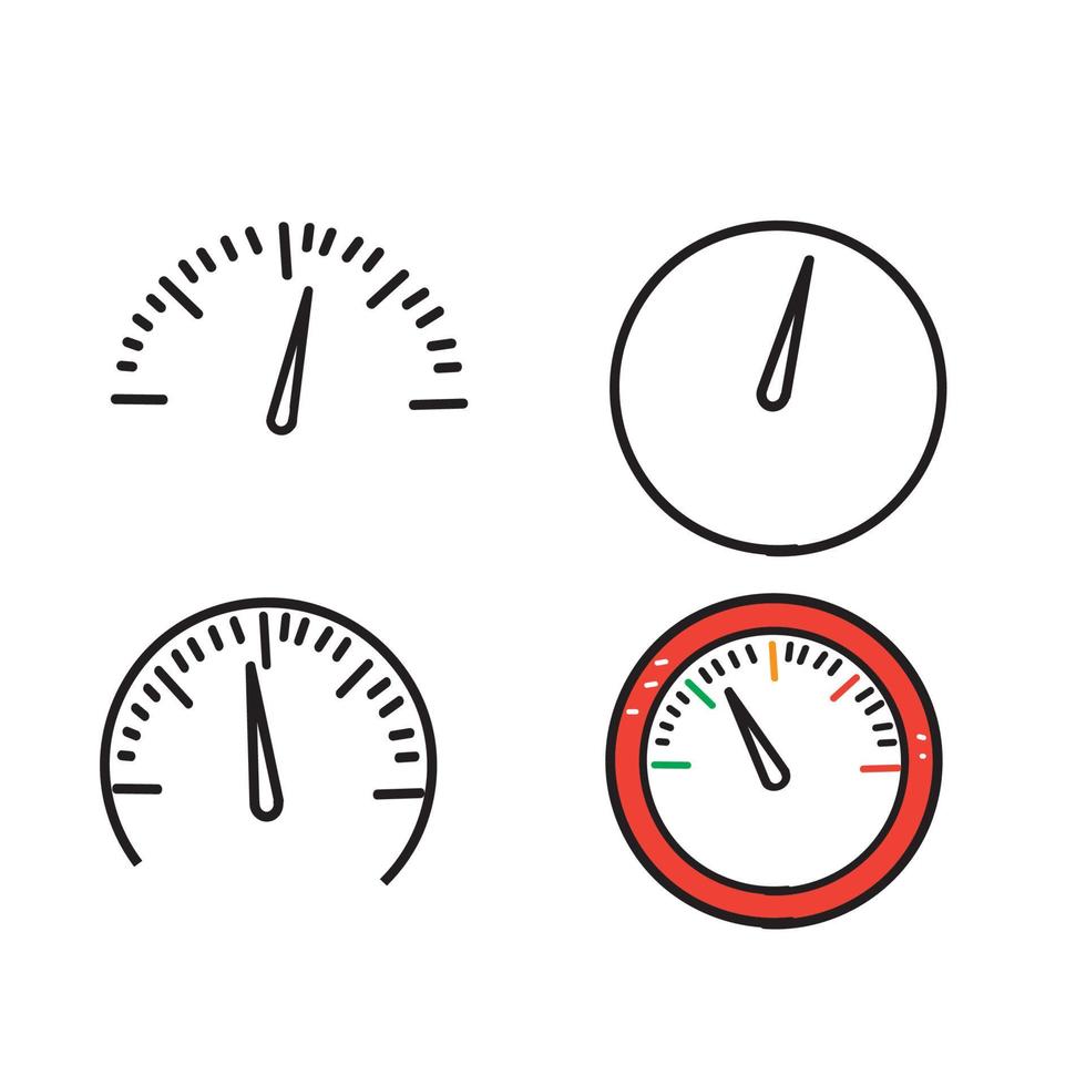 handgezeichnetes Doodle-Tachometer-Illustrationsvektorsymbol vektor