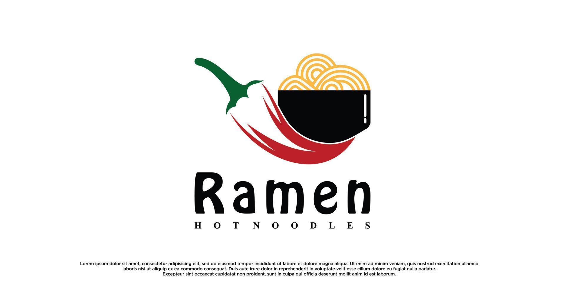 Nudeln oder Ramen-Logo-Design mit einzigartigem Konzept-Premium-Vektor vektor