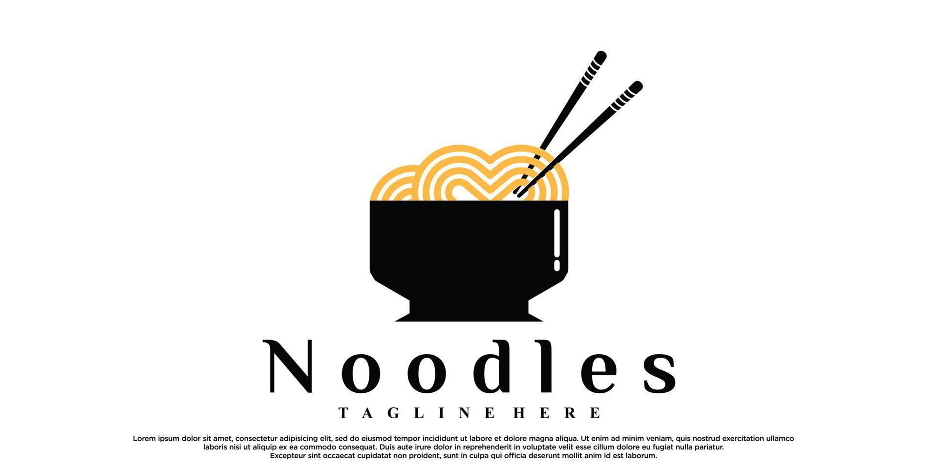 Nudeln oder Ramen-Logo-Design mit kreativem Konzept-Premium-Vektor vektor