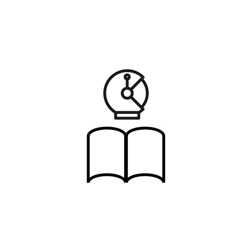 Bücher, Belletristik und Lesekonzept. Vektorzeichen im modernen flachen Stil gezeichnet. hochwertiges piktogramm geeignet für werbung, webseiten, internetshops usw. liniensymbol des astronauten im helm über büchern vektor