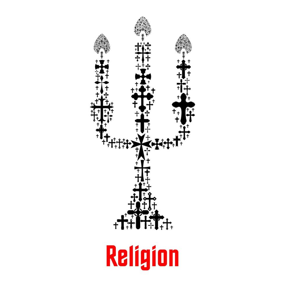 Religion Kerze Symbol des Christentums Kreuze vektor
