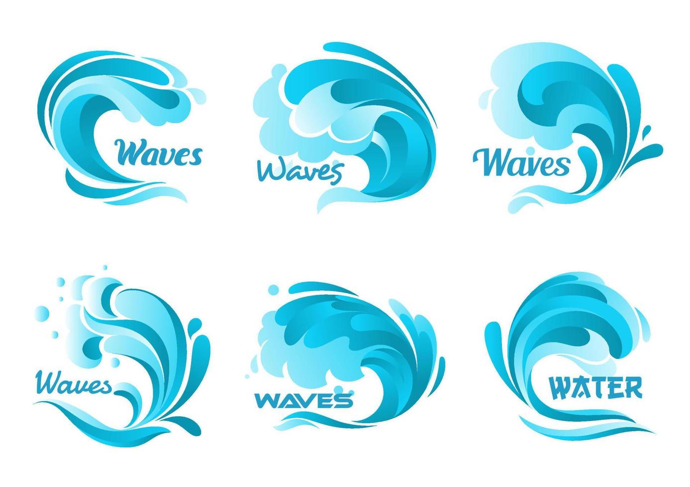Wasserspritzer-Symbole. Vektor isolierte Meereswellen