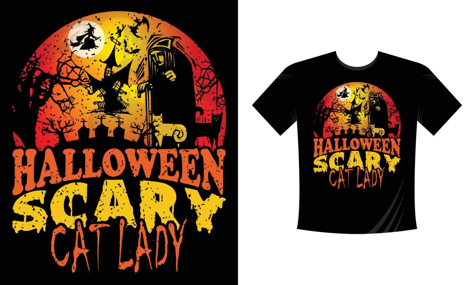 halloween skrämmande katt lady t-shirt design vektor mall 2021 2022. Lycklig halloween t-shirt design mall lätt till skriva ut alla ändamål för män, kvinnor, och barn