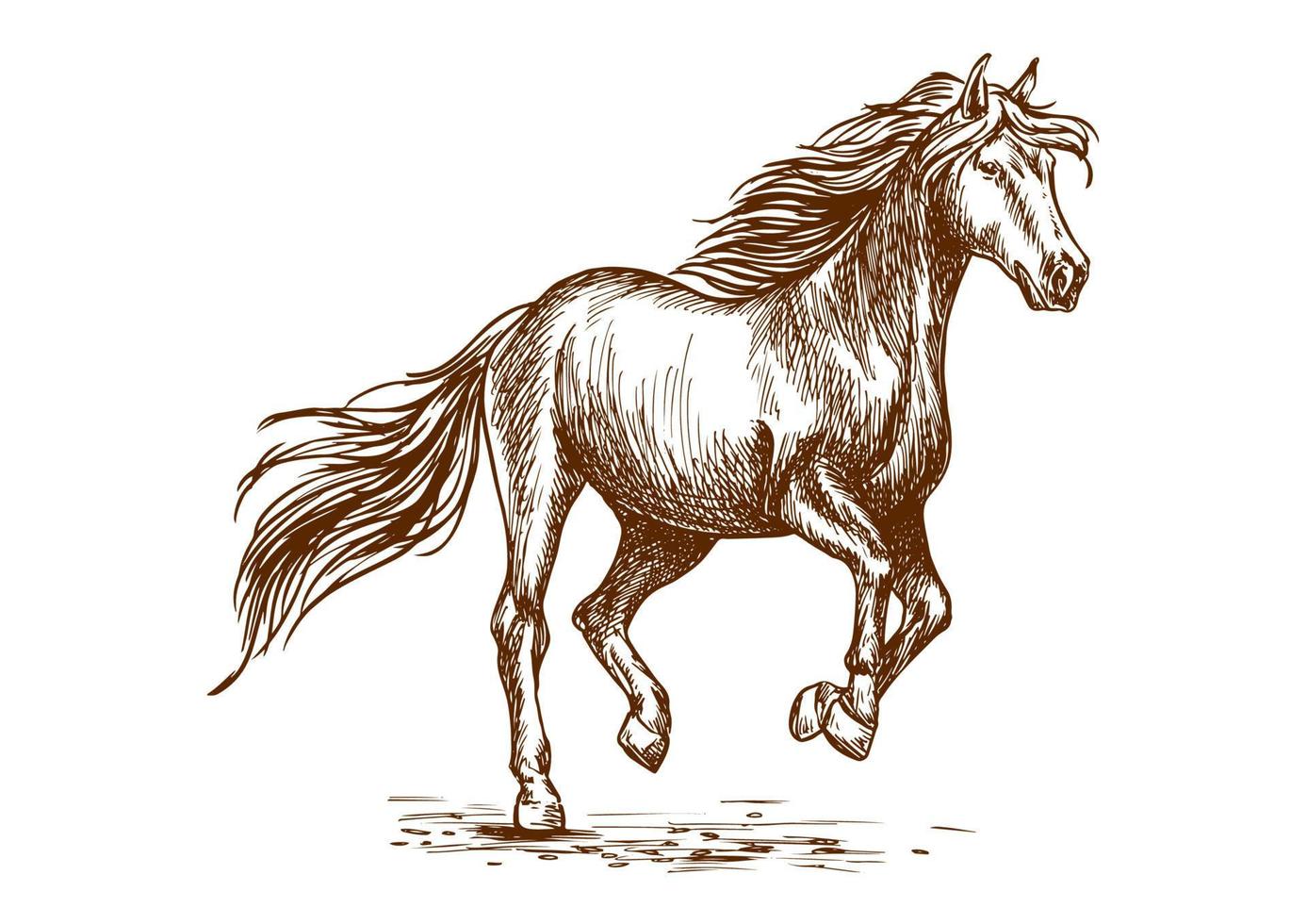 Laufendes und tänzelndes Pferdeskizzenporträt vektor
