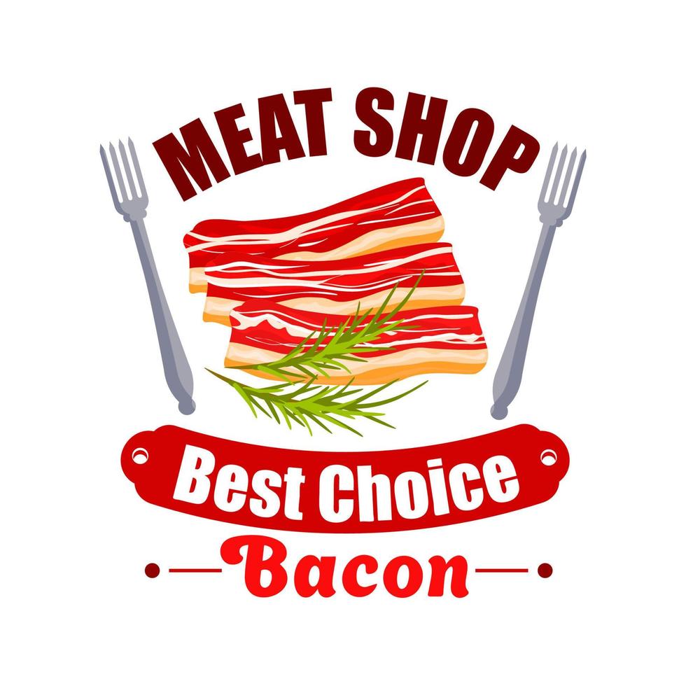 kött affär tecken av bacon, gaffel för butchery design vektor
