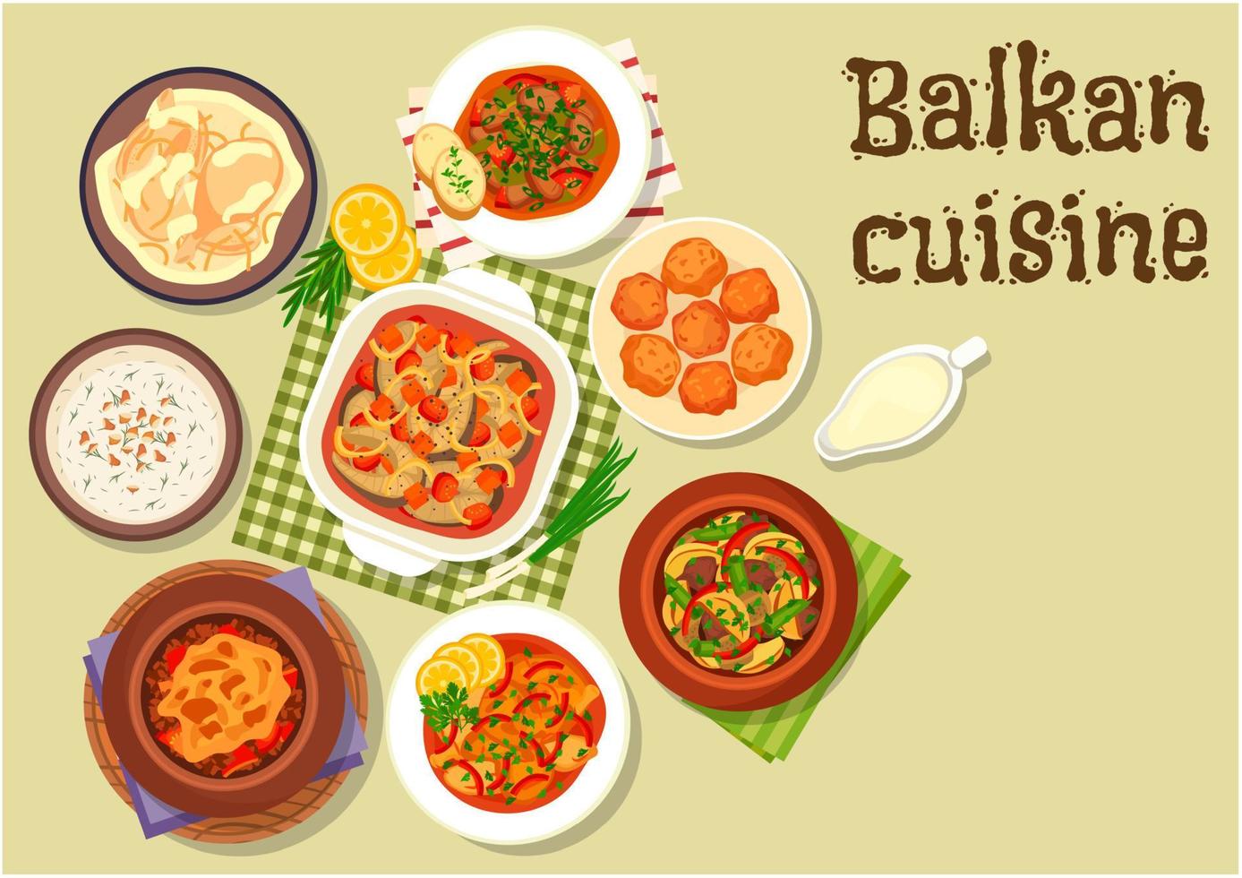 balkan küche traditionelle fleischgerichte symbol vektor