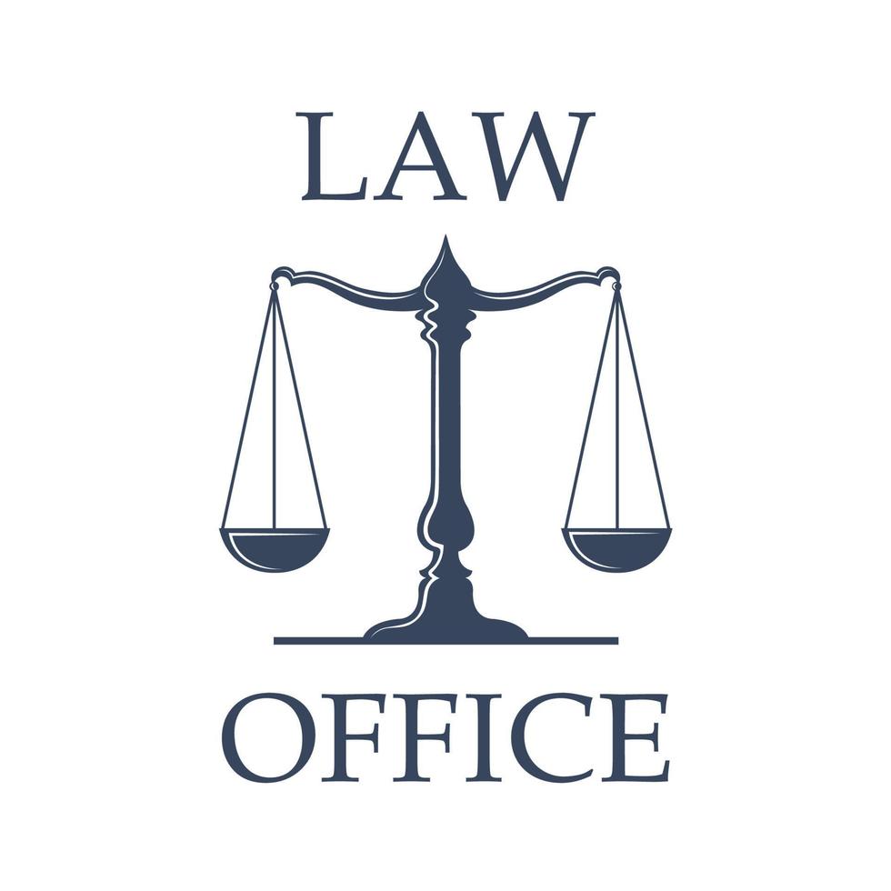 Anwaltskanzlei-Vektorsymbol mit Waage der Gerechtigkeit vektor