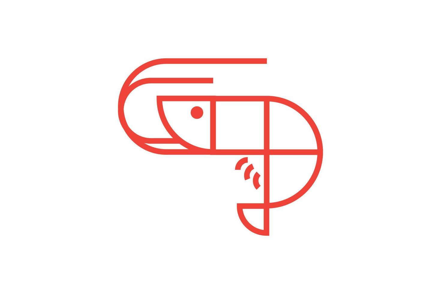 minimales Garnelen-Logo vektor
