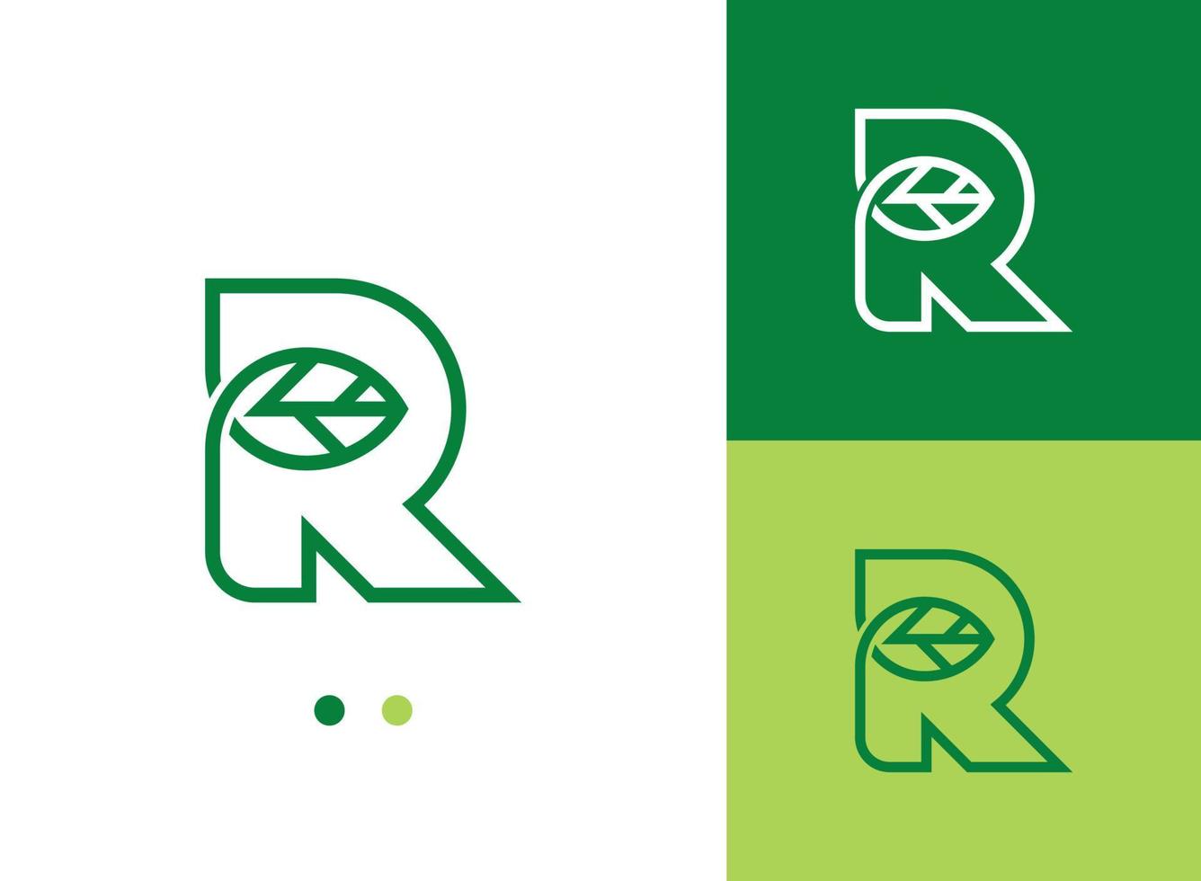 bokstaven r blad logotyp vektor