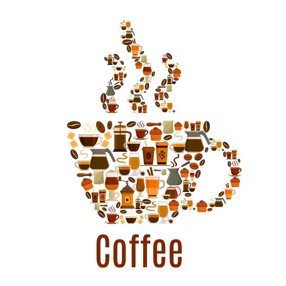 Symbolposter für dampfende Kaffeetassen vektor