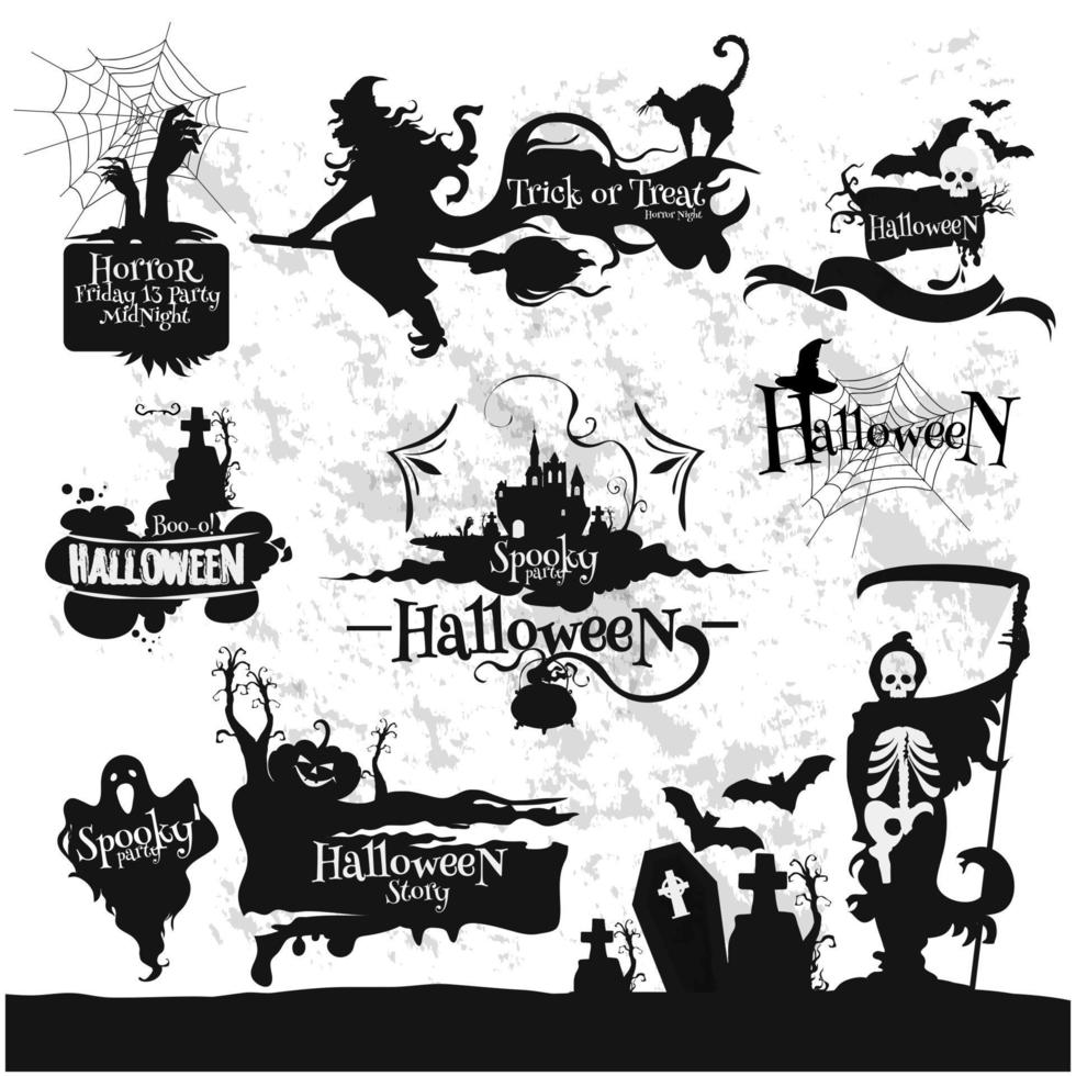 halloween, freitag 13 horror party dekorationen set vektor