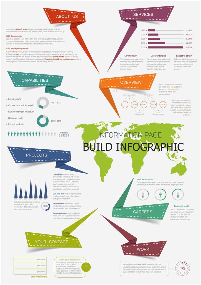 infographic med värld Karta för presentation design vektor