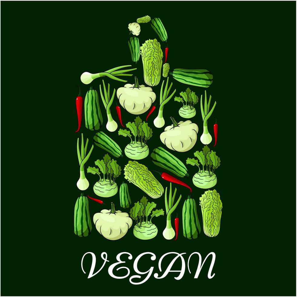 vegan skärande styrelse ikon med friska grönsaker vektor